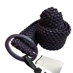NWT Deep Purple Braided Plus Size Belt | 2X 51” | Women’s Thick Woven Waist Belt